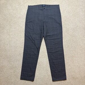 Ben Sherman Chino Pants Mens 36x31 Gray Plaid Slim Taper Stretch Casual Office